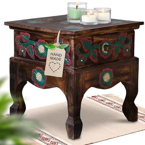 Livasia Opiumtisch Mit Schublade Beistelltisch Couchtisch Nachttisch Holztisch