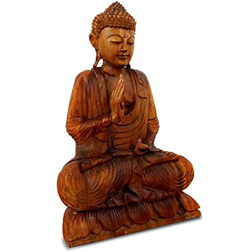 Livasia Ruheausstrahlender Buddha Aus Holz Skulptur Buddhismus Statue