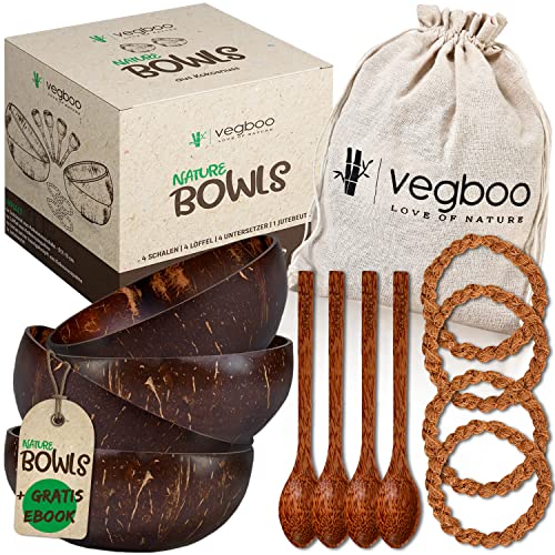 Vegboo Coconut Bowls 4er Set 14 Teilig Mit